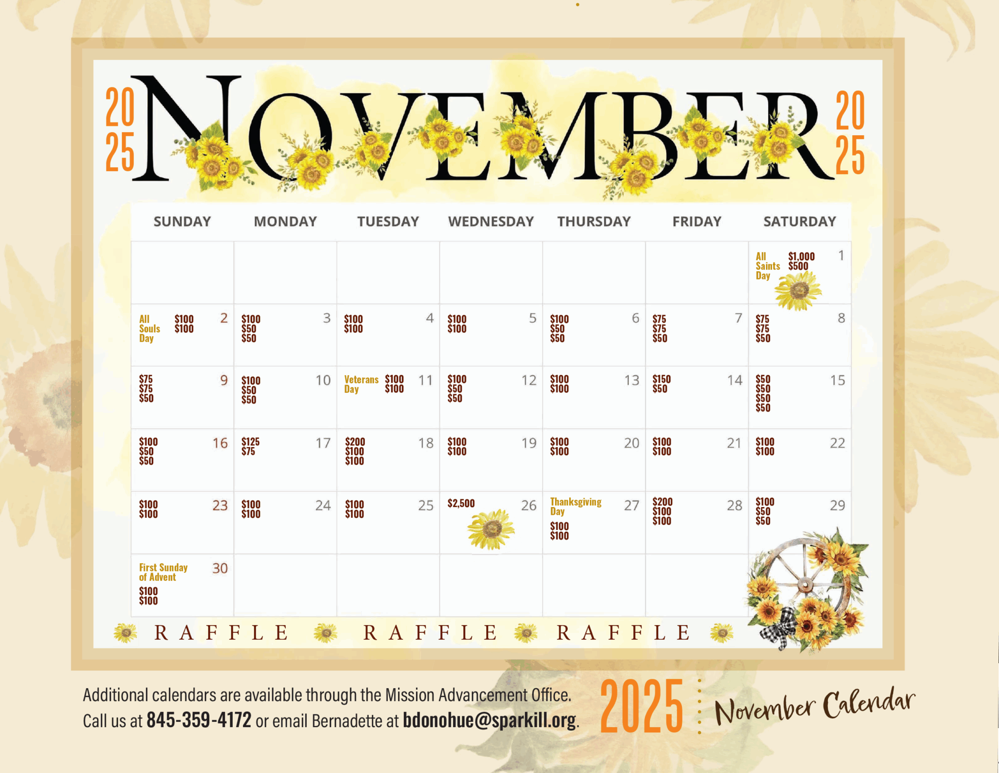 2025-CALENDAR-only 2025 Calendar for raffle