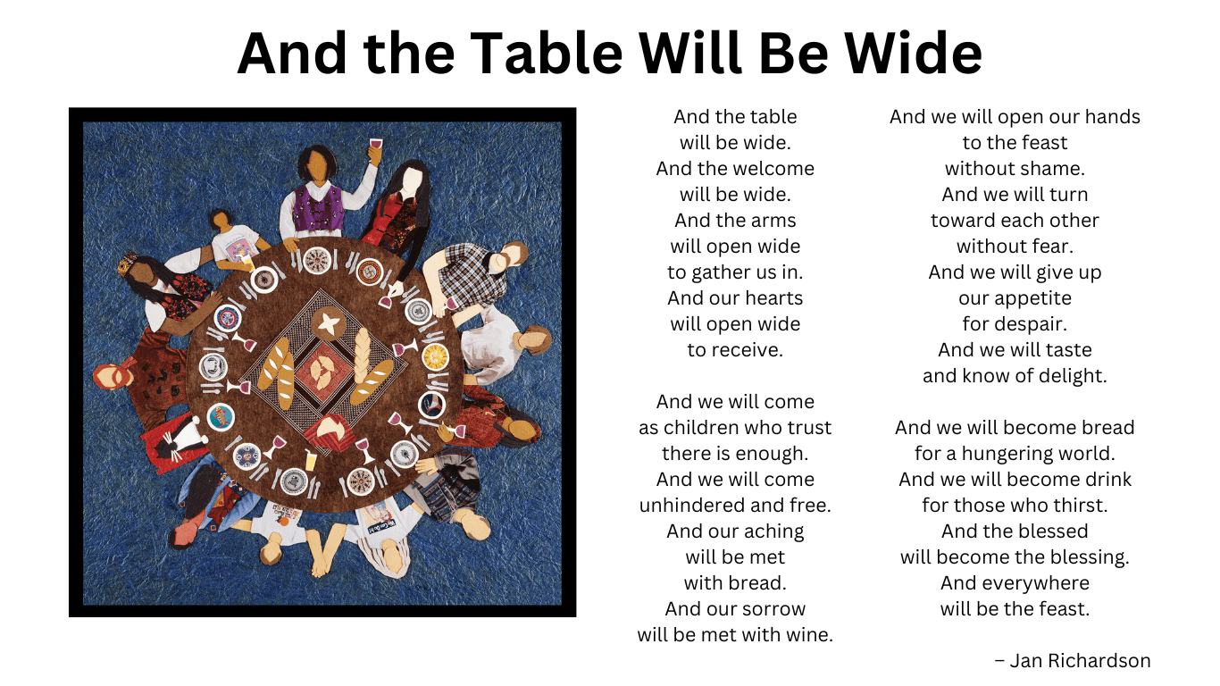 Prayer, 'And the Table Will Be Wide' and image, 'The Best Supper' by Jan Richardson