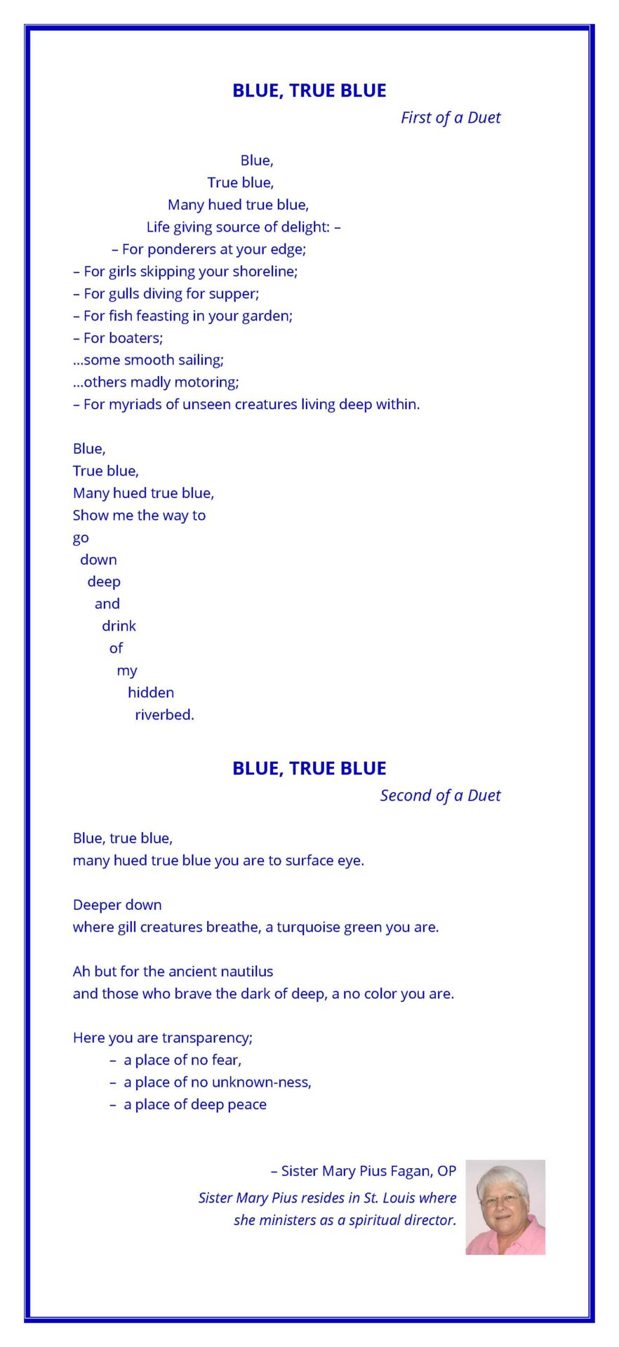 Blue, True Blue poem