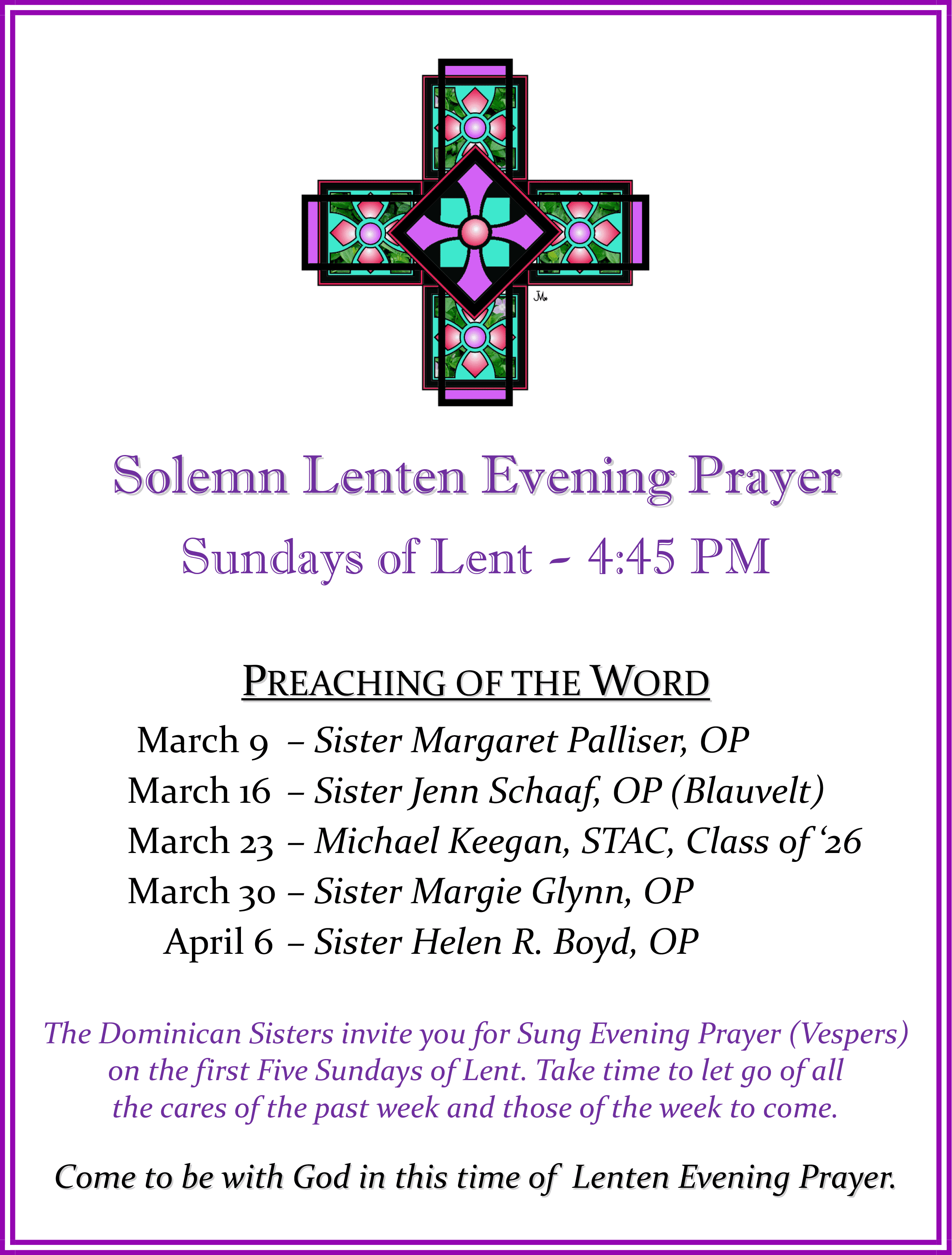 Lenten Evening Prayer 2025 - Invitation