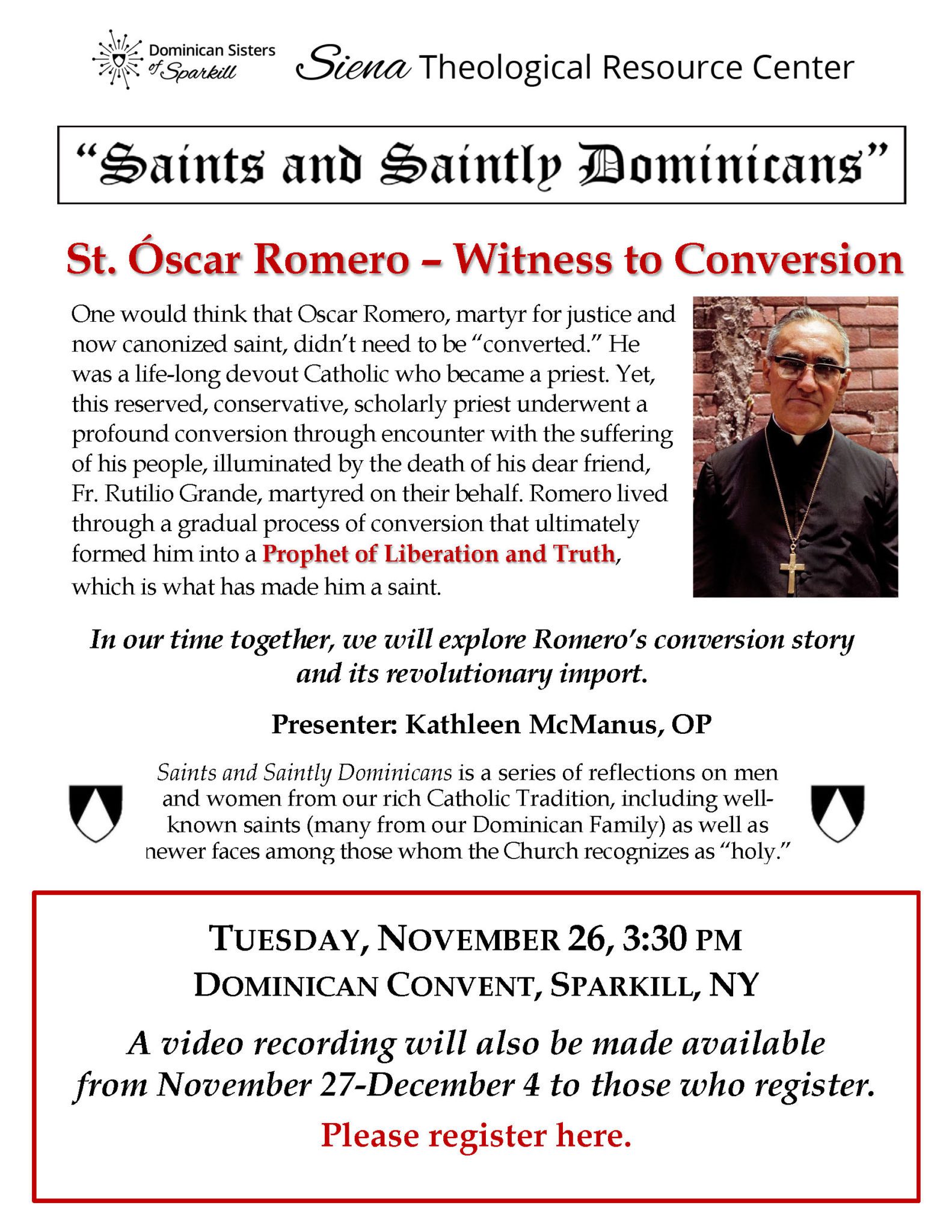 Oscar Romero presentation, Nov 26, 2024