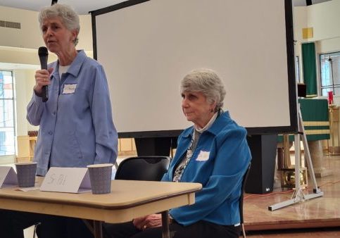 Sisters Chris Ferrar and Pat Conway at St. Pius