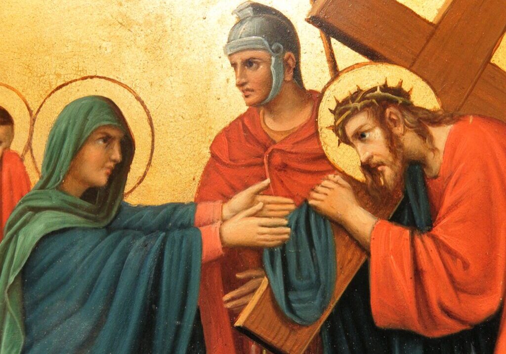 Jesus meets his mother