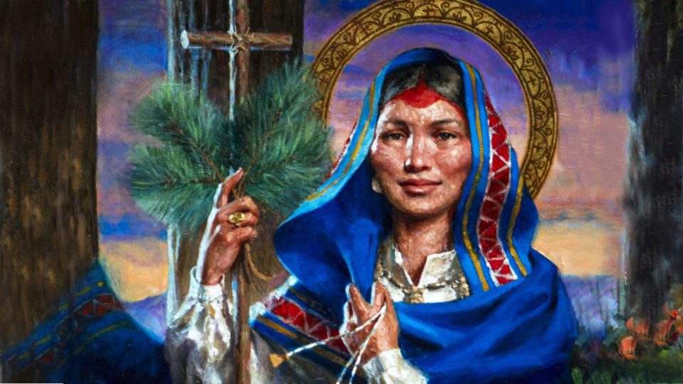 saint kateri tekakwitha with halo