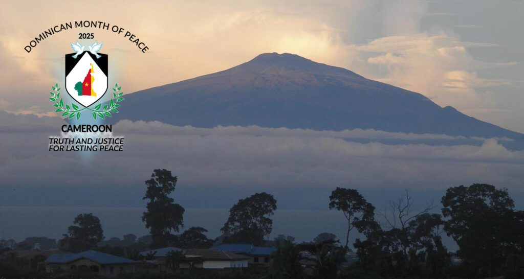mount camaroon with op month for peace logo